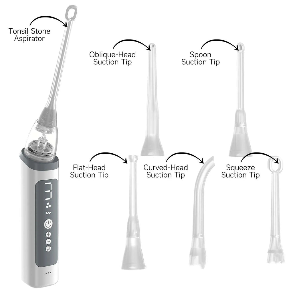 Milky white tonsil stone extractor oral cleaning tool for dental stone removal