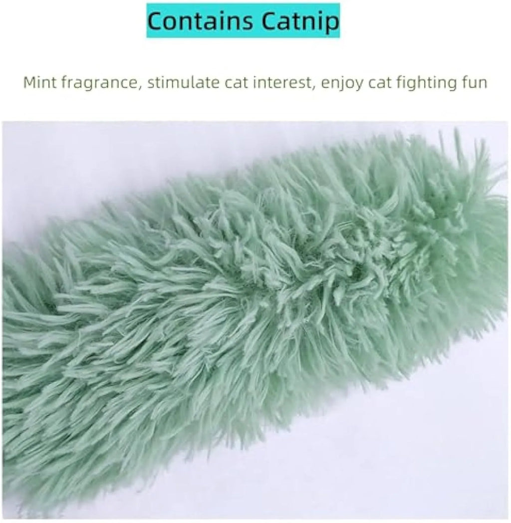 Interactive plush cat toys with catnip filling and crinkle sound feature in various colours