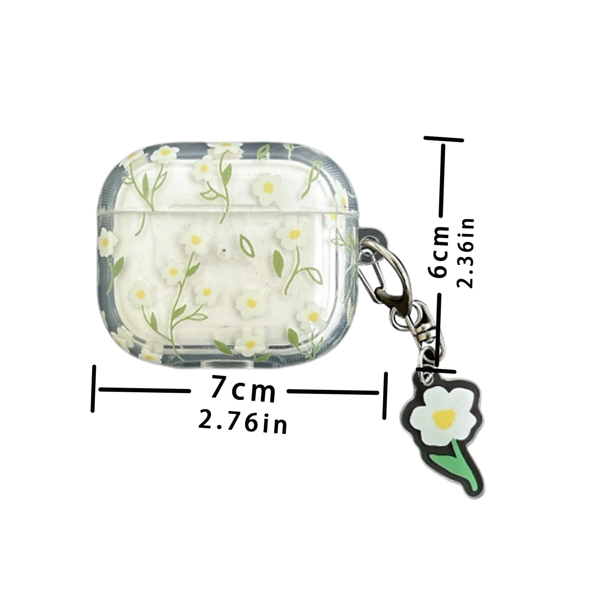 White floral transparent TPU protective case for Apple AirPods charging case