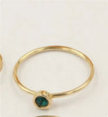 Women's 14K gilded copper zircon ring in green, blue, dark red, and white colour options.