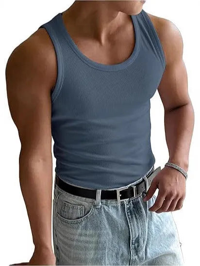 Men's tight fit polyester workout T-shirt with wool lining shown in black.