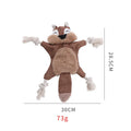 Brown fox dog toy with squeaker in head, crinkle body, and cotton rope arms and legs