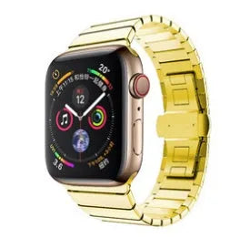 Silver stainless steel metal chain Apple Watch band with butterfly buckle clasp