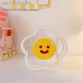 Square transparent acrylic storage box with cute cartoon design for desktop organisation of stationery and small items