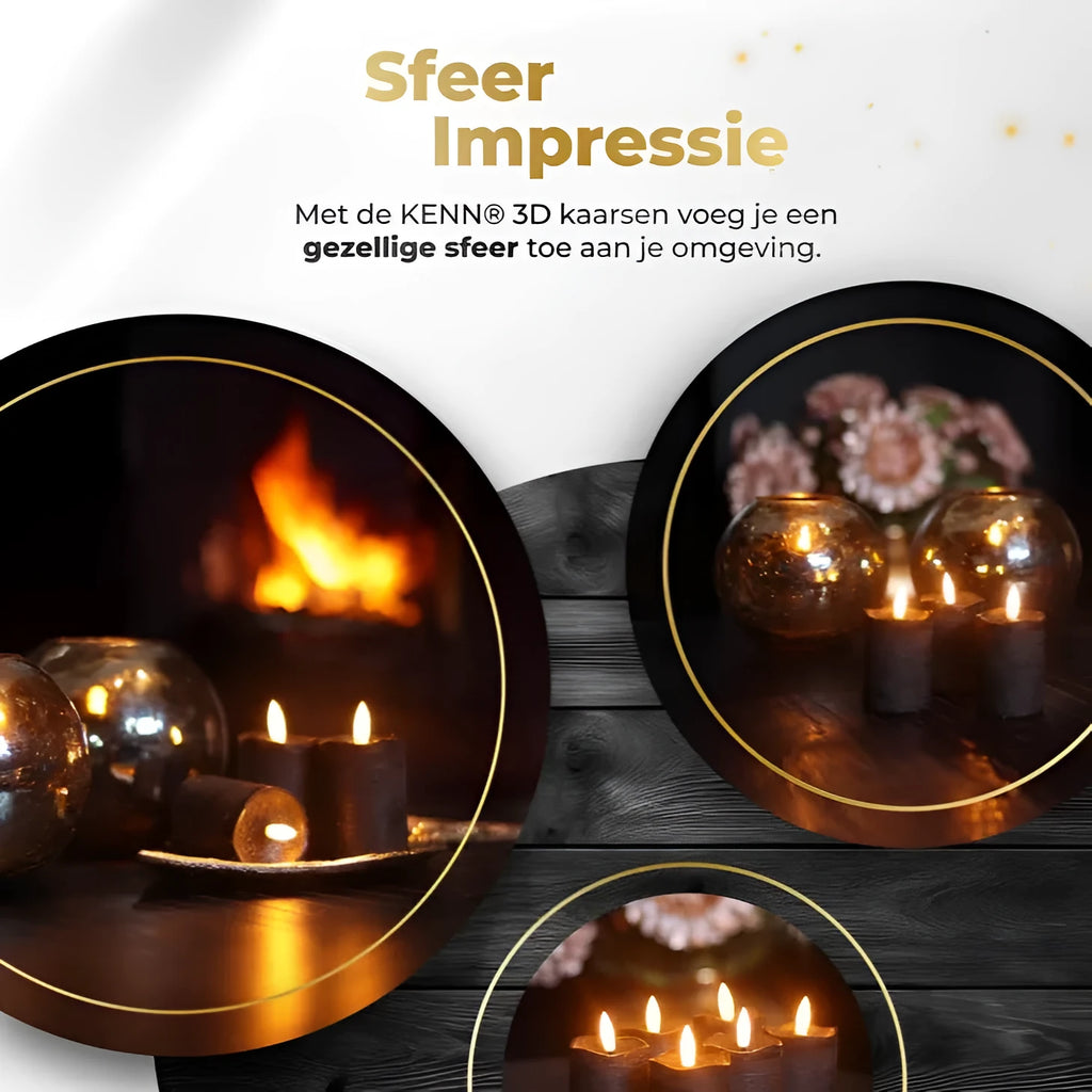 Set of four matte black LED pillar candles, each 5 cm wide and 7 cm tall.