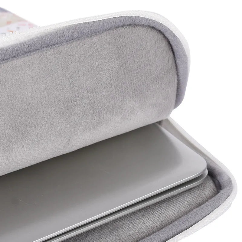 White waterproof PU leather laptop inner bag for 14-inch computers with anti-shock protection