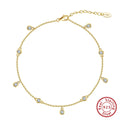 Women's silver anklet with geometric zirconium pendant in gold colour