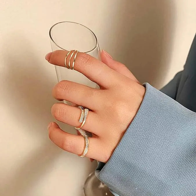 14K gold plated geometric toe ring with rhinestone or water drop decorative designs
