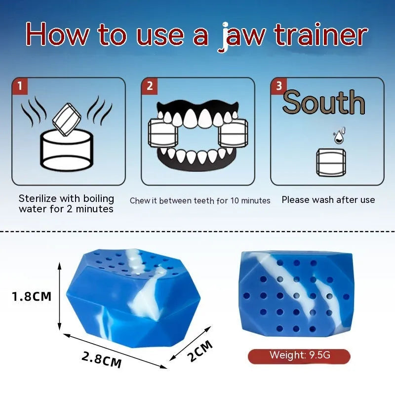 Transparent box containing two camouflage silicone facial muscle fitness balls for jaw exercise
