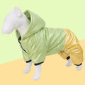 Green waterproof cotton dog coat with four-legged design
