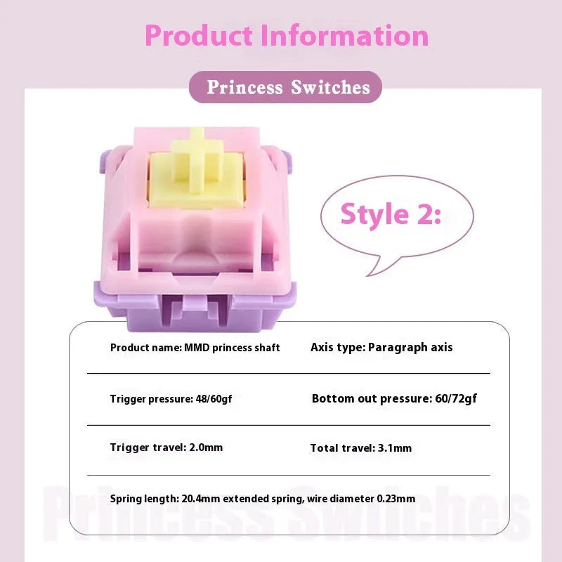 MMD Princess linear mechanical keyboard switch body with double-band spring.