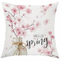 45cm square short velvet cushion cover with cherry blossom and letter pattern in one of four available colours.