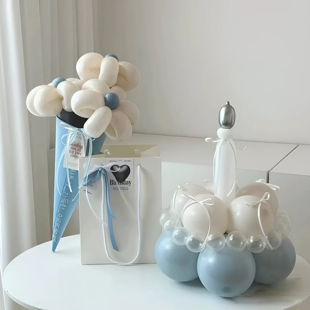 DIY balloon bouquet kit for cake decoration with round balloons in multiple colour options