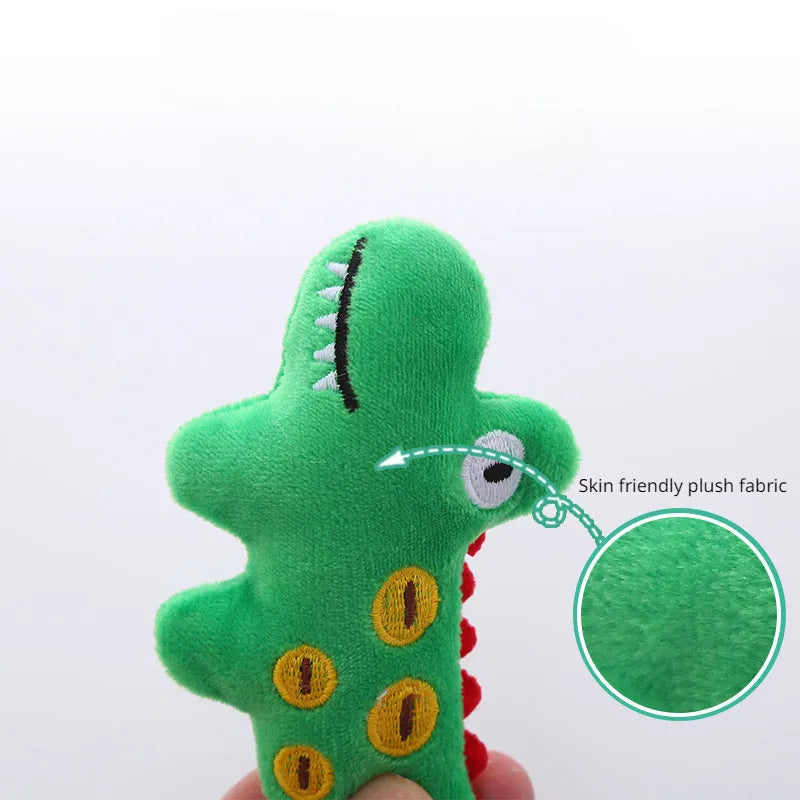 A plush cat toy in the shape of a cow, crocodile, or parrot, filled with catnip for interactive play.