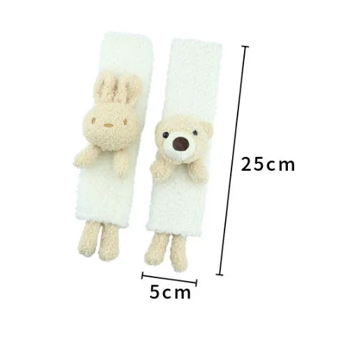 Cartoon plush car seat belt shoulder protector with lamb wool cover in bear design