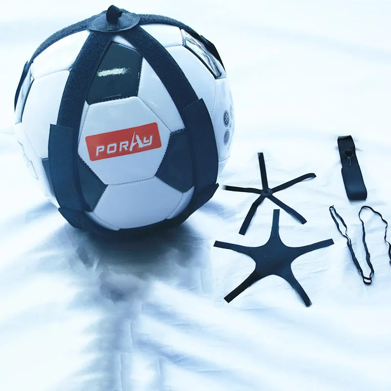 Black football juggling training belt with 2 metre length for solo practice
