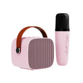 Compact portable Bluetooth speaker with microphone in white, pink, or blue colour options