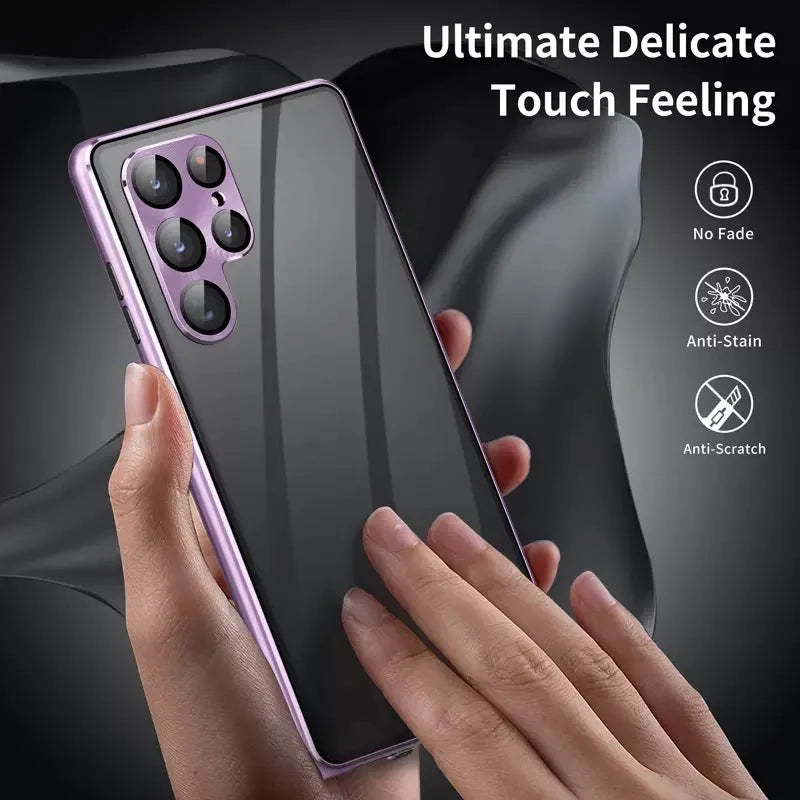 Magnetic phone case with privacy mirror for Samsung Galaxy S24 Ultra in multiple colour options
