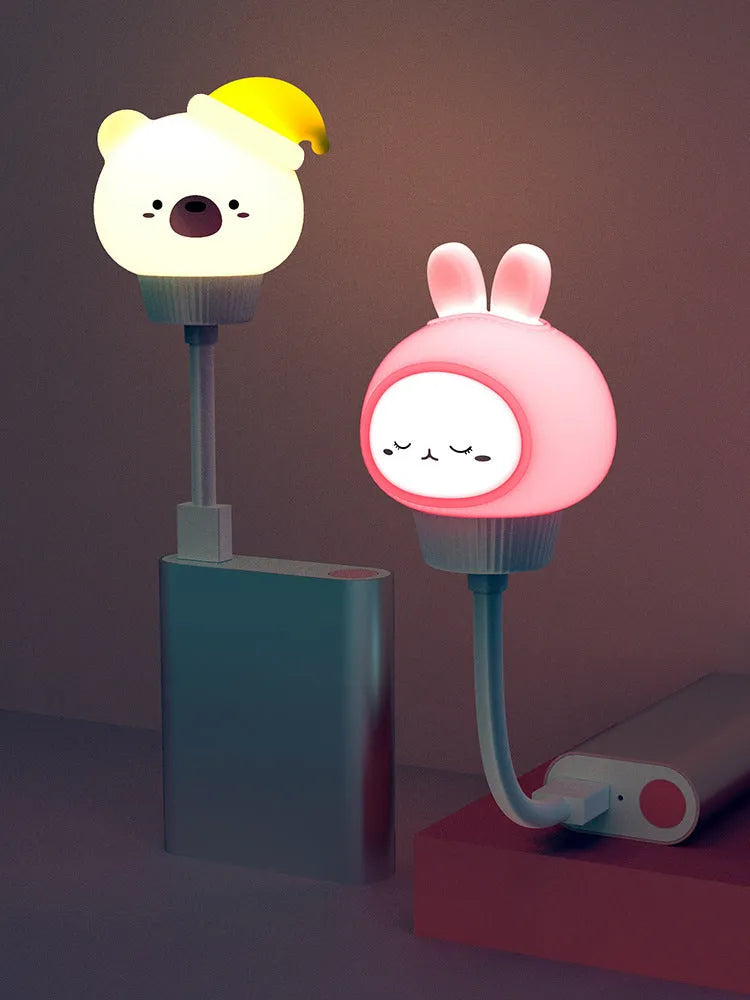 USB portable LED night light with cartoon animal design and remote control