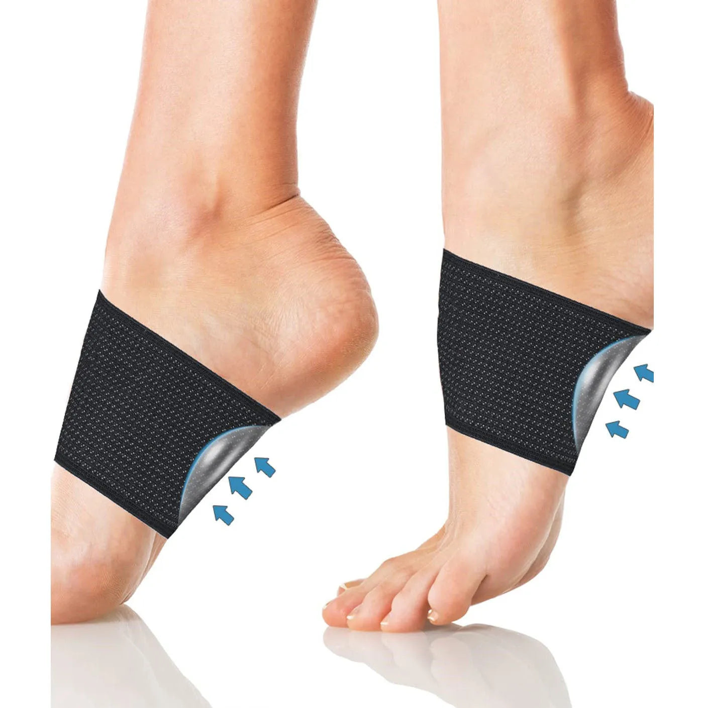 Elastic arch support foot bandage with heart pad for flat feet in PU material