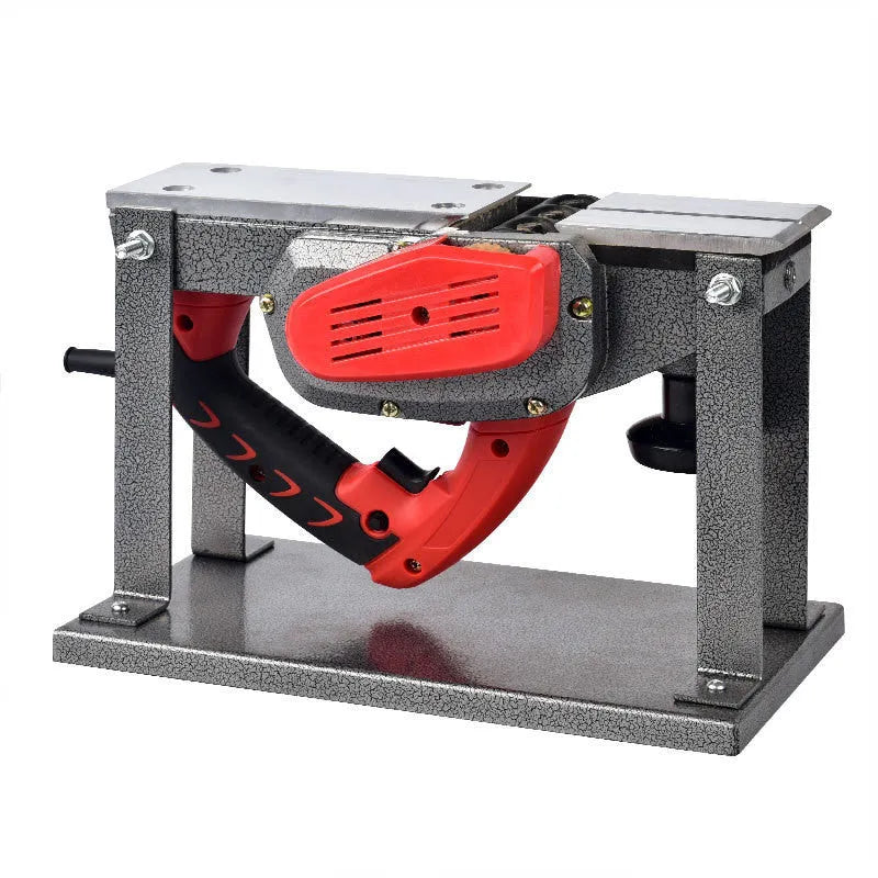 Red desktop electric wood planer with 82mm cutting width and aluminium housing