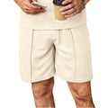 Men's plus size straight leg polyester casual shorts in black for summer wear