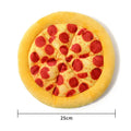 Yellow teddy toy pizza dog chewing toy with grinding teeth and squeaky features