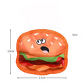 Food-themed crinkle squeaky dog toys in burger, fries, hot dog, and pizza designs for interactive play