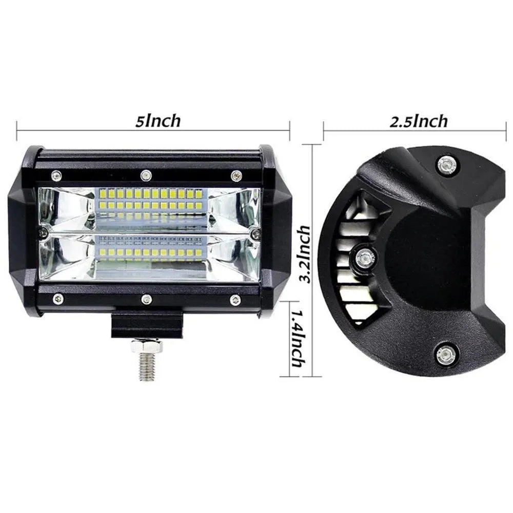 Black 5-inch LED work light with die-cast aluminium shell and 24 LED array for vehicle mounting
