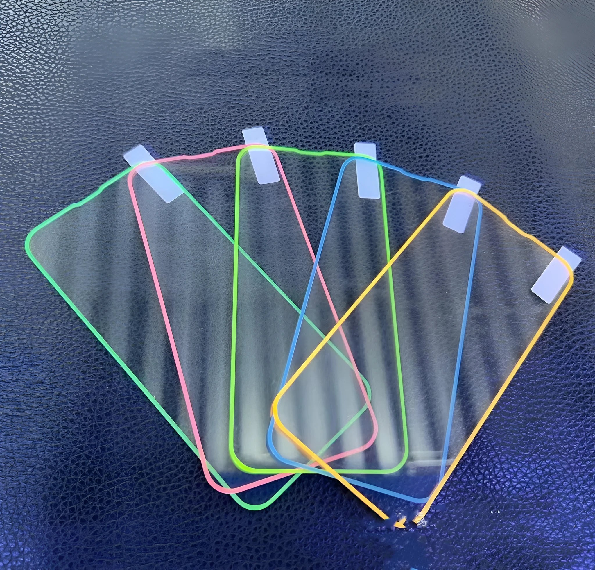Luminous tempered glass screen protector for iPhone in pink yellow green blue grass green colours