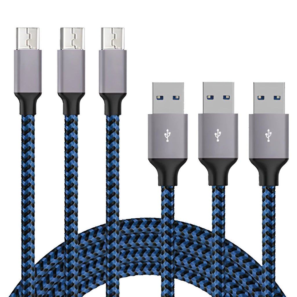 Braided fast charging Micro USB cable for Android phones in black and red colour