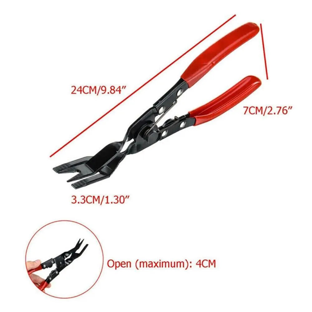 Blue handled car clamp removal pliers with 240mm steel construction for automotive interior repair