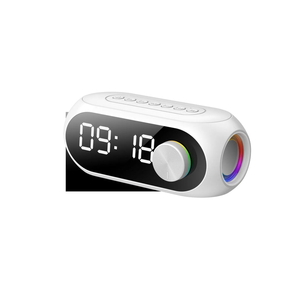 Extra Bass portable mini clock radio in S8 Black colour with USB charging cable