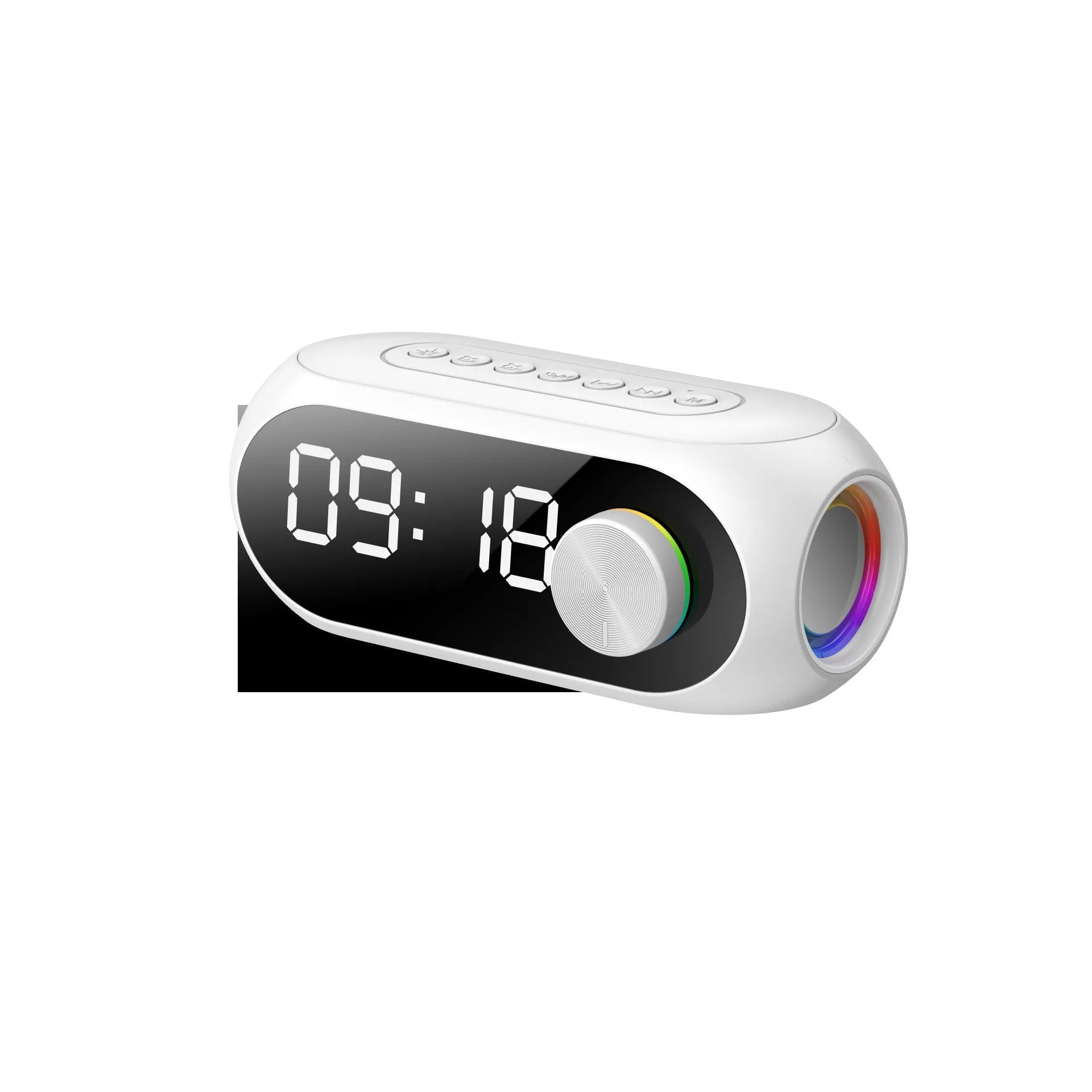 Extra Bass portable mini clock radio in S8 Black colour with USB charging cable
