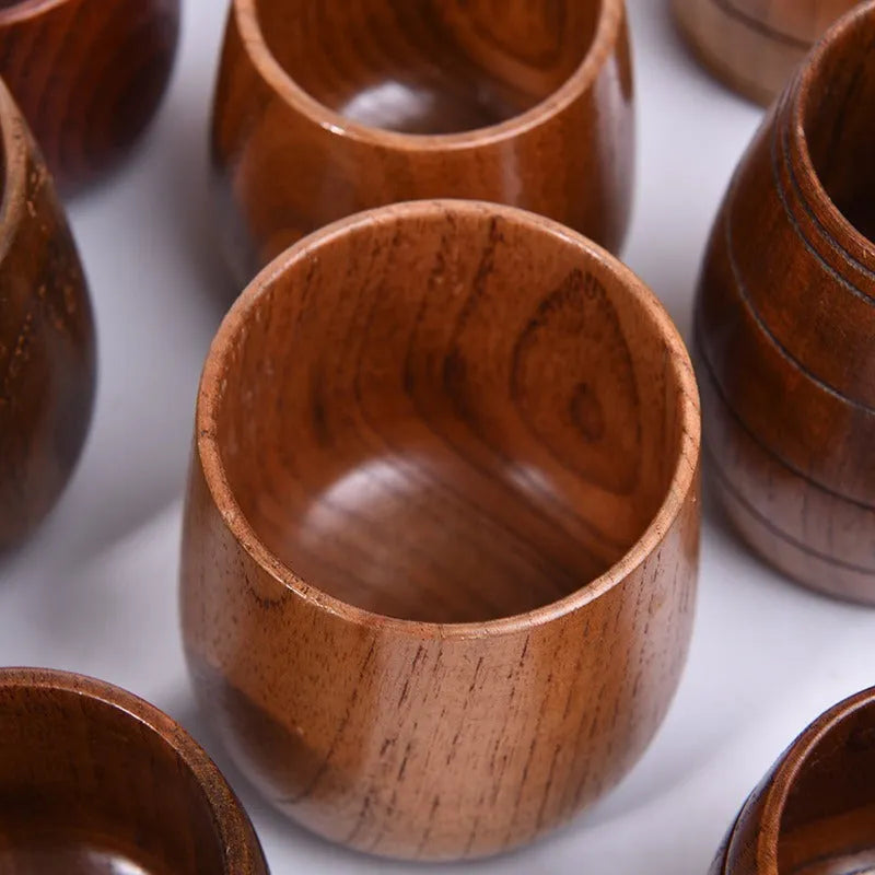Vintage wooden heat insulation tumbler sour jujube big belly cup 301-400ml round shape