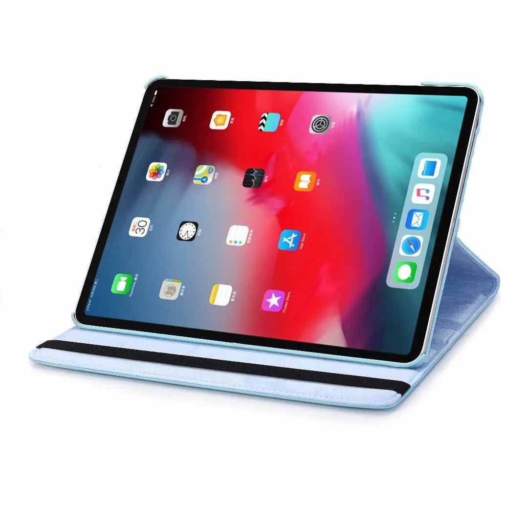 iPad rotating protective sleeve in imitation leather with clamshell design in multiple colours
