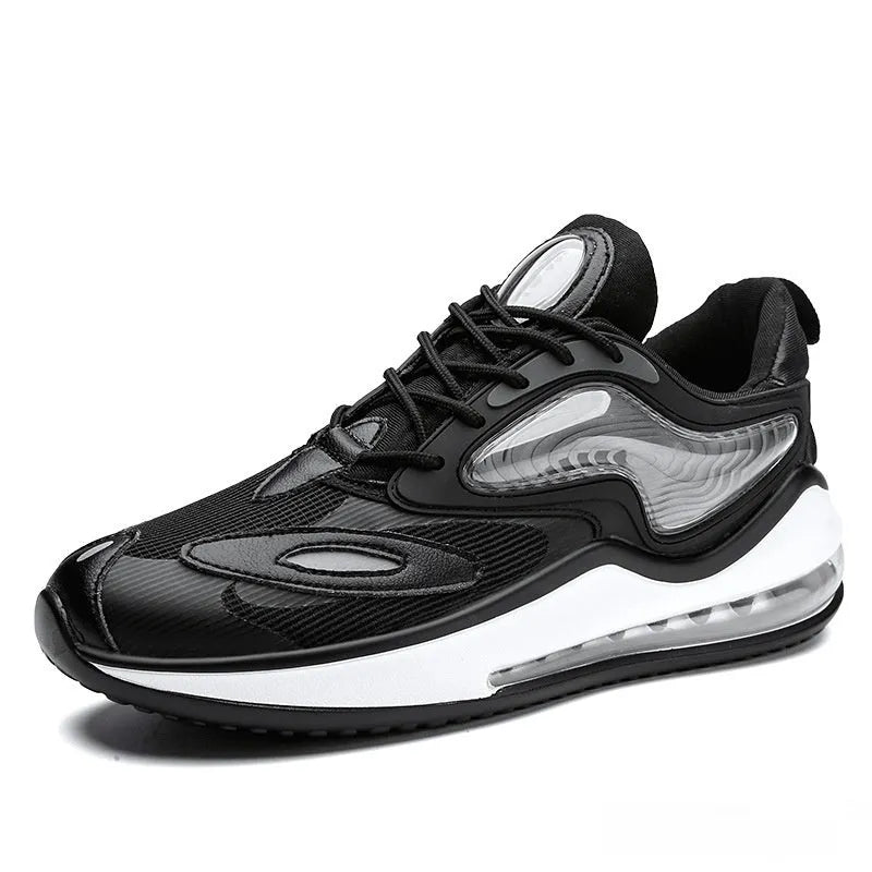 Men's casual summer air cushion shoes in space black colour with height increasing design