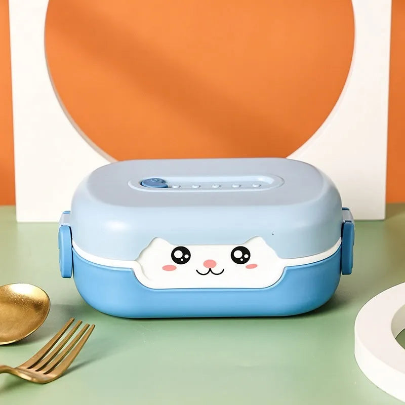 Square divided lunch box with microwave-safe plastic in multiple colour options