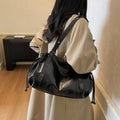 Women's soft PU crossbody underarm bag in horizontal square shape, measuring 48x13x20 cm, available in black, brown, coffee colours.