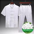 Men's mulberry silk Tang suit in traditional Chinese style with light green colour option