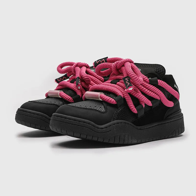 Unisex casual lace-up trainers with thick rubber sole in four colour options