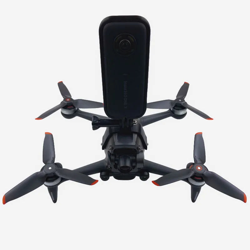 FPV drone top expansion bracket for GoPro action camera with 3D printed hard plastic construction