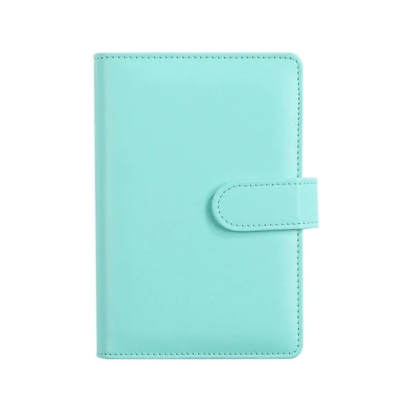 A5 PU leather zipper notebook shell in multiple solid colours, showing closed and open views.