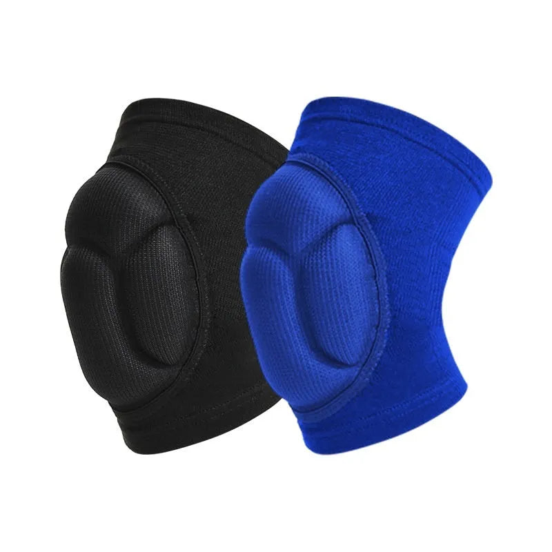 Black and blue thick sponge dance kneepads for anti-collision protection with breathable construction