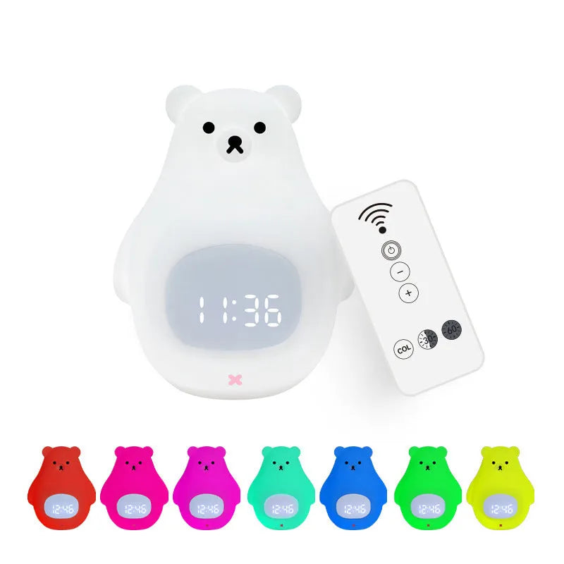 Big White Bear cartoon silicone night light with timer and alarm functions