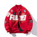 American motorcycle baseball uniform in black, blue, or red with removable hood and side pocket