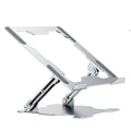 Grey aluminum laptop stand with adjustable angle and hollow heat dissipation design