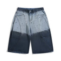 Men's blue tie-dye gradient cropped jeans with loose casual fit and washed-out finish