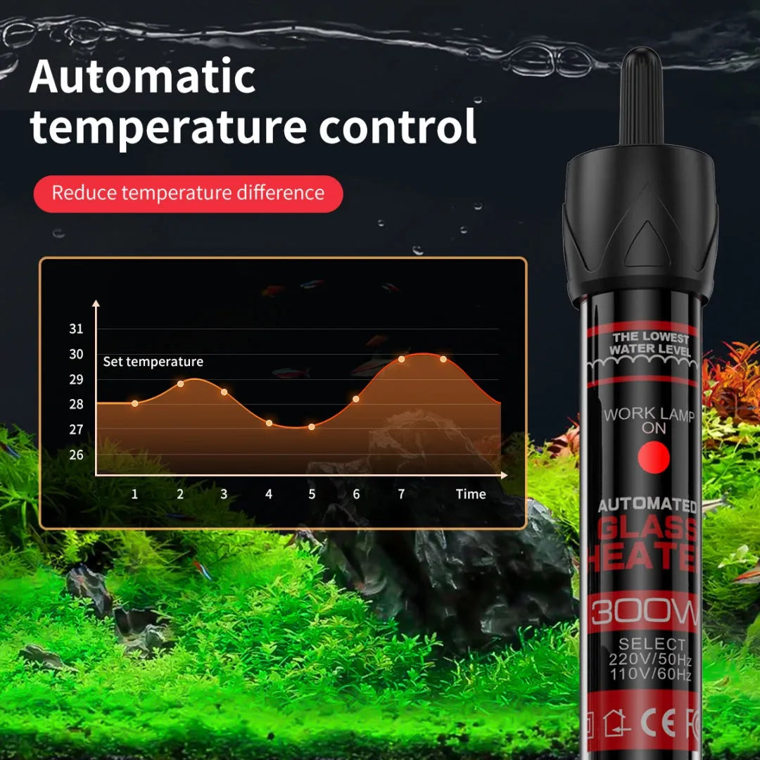 Fish tank glass pipe quartz heater with thermostat for aquarium, explosion-proof design, multiple wattages