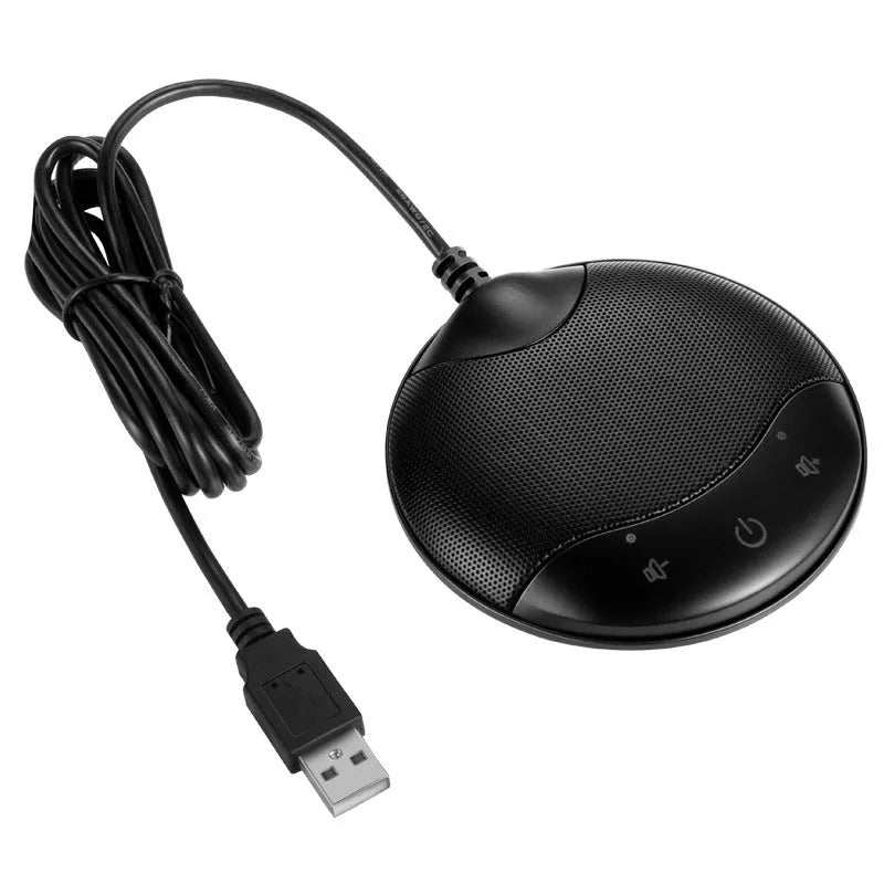 Black USB condenser microphone for conference and gaming with 9cm compact design